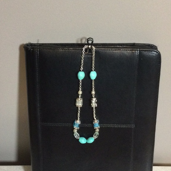 Avon silver chain turquoise bead necklace - Picture 2 of 7